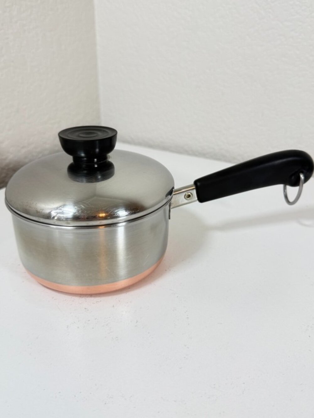 Vintage Revere Ware 3/4 QT -85 Sauce Pan 1801 Copper Bottom Clinton IL USA w/Lid